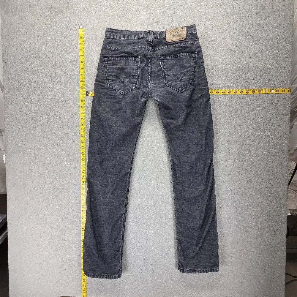 Vintage Levis 504 Jeans Mens 28x32 Gray Corduroy Straight Engineered Zip Fly